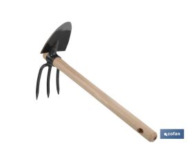 Zacho curvo de acero endurecido | Con mango de madera | Disponible con 1 o 3 puntas | Medidas: 21 x 8 cm