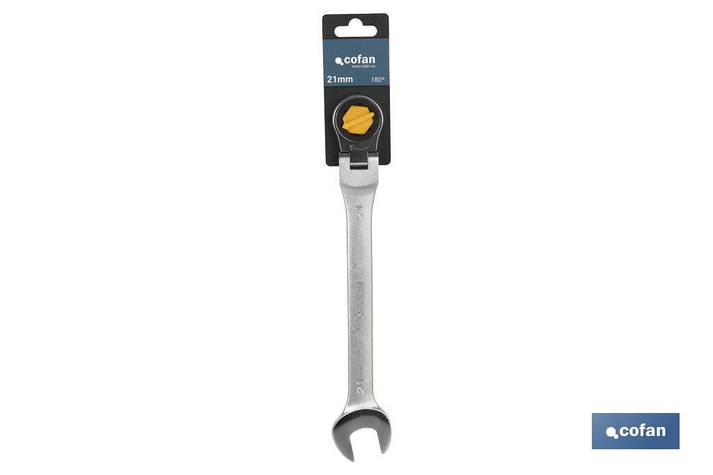 LLAVE COMBINADA ARTICULADA 180º DE CARRACA 8MM