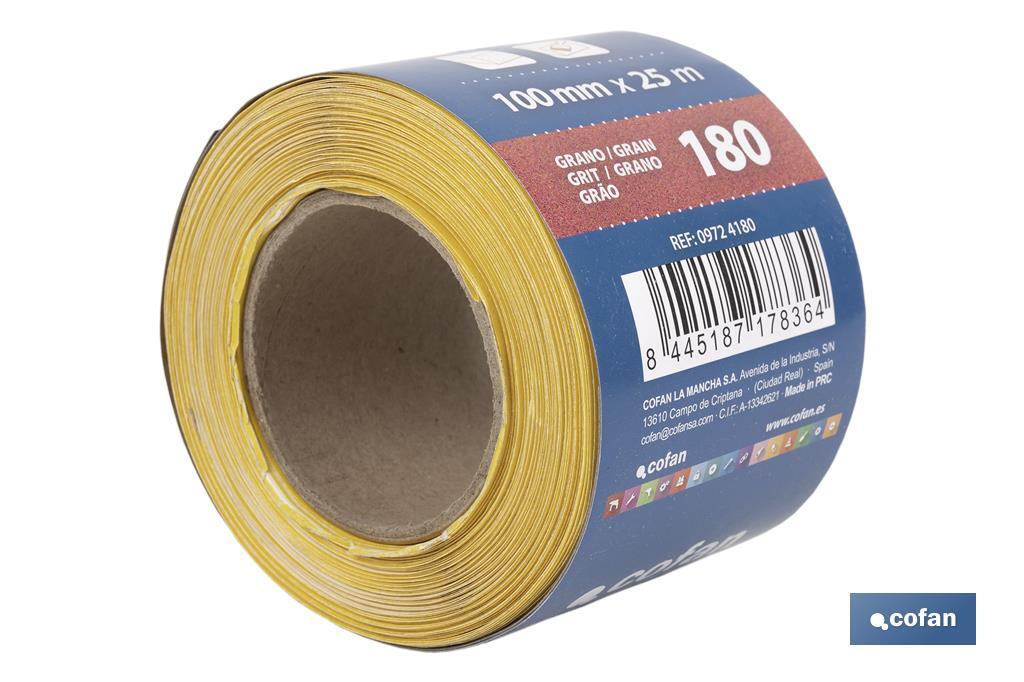 ROLLO LIJA DE PAPEL 100 X 25 M. G.180