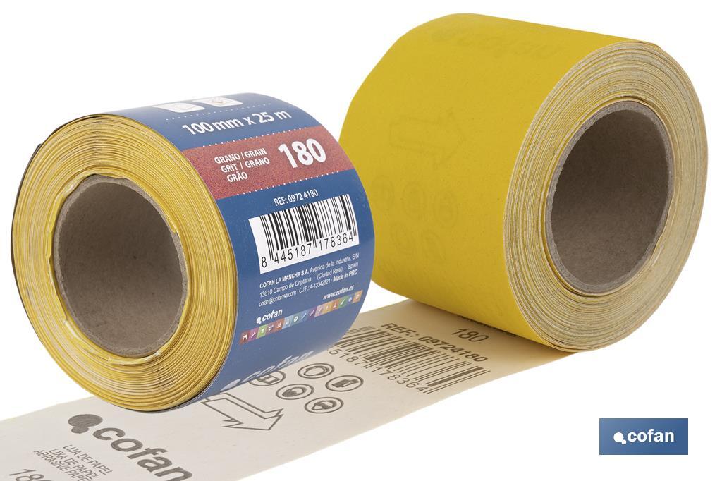 ROLLO LIJA DE PAPEL 100 X 25 M. G.180