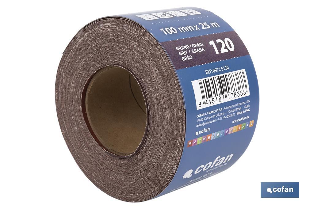 ROLLO LIJA TELA UNIVERSAL 100 X 25 M. G.120