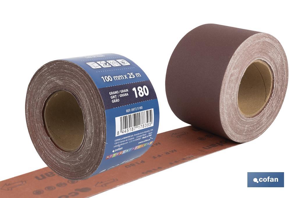 ROLLO LIJA TELA UNIVERSAL 100 X 25 M. G.180