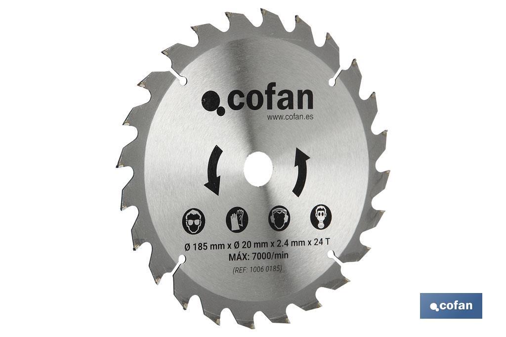 DISCO CORTE PARA MADERA ø185mm x 20mm x 2.4mm x 24T