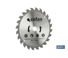 DISCO CORTE PARA MADERA ø185mm x 20mm x 2.4mm x 24T