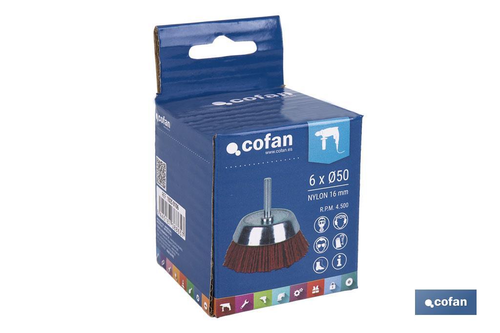 CEPILLO COPA DE NYLON 6 MM X Ø50