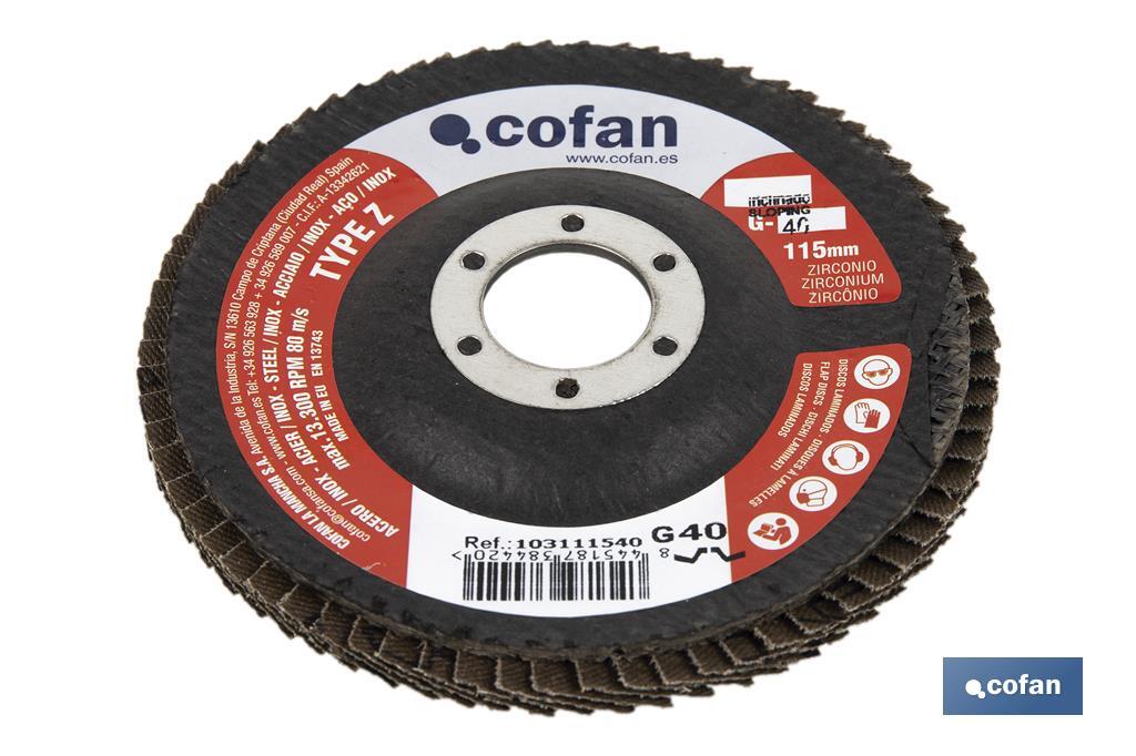 DISCO LAMINADO ESTANDAR INCLINADO 115 MM. G-120 ZIRCONIO venta unitaria
