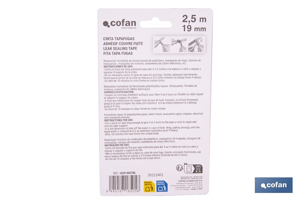 CINTA AUTOVULCANIZANTE (2,5 M X 19 MM)