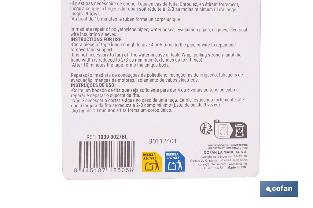 CINTA AUTOVULCANIZANTE (2,5 M X 19 MM)