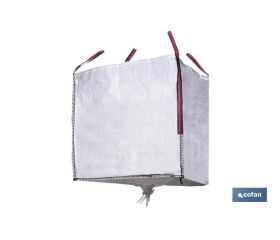 Big Bag | Para escombros | Color blanco | Medidas 90 x 90 x 90 cm | Con válvula de descarga