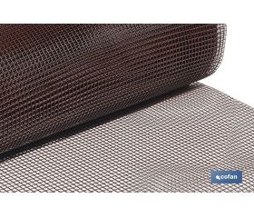 Malla de PVC| Hueco cuadrado de 10 mm | Color marrón |Medida 1 x 25 m