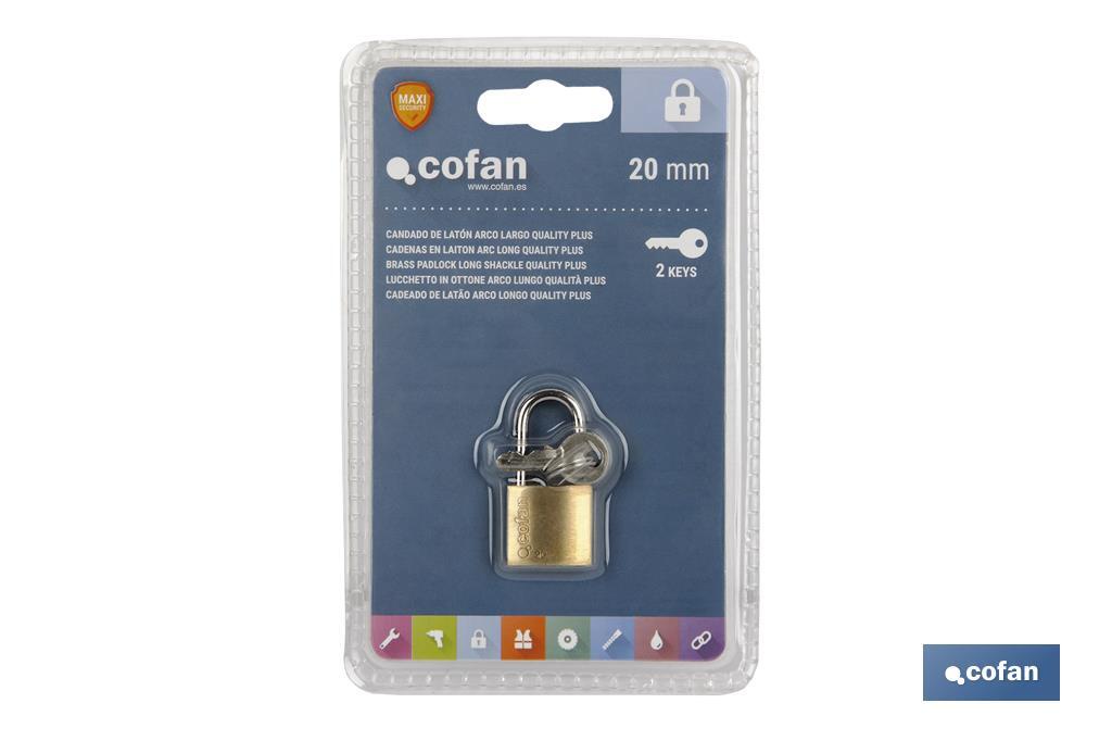 CANDADO DE LATÓN A/LARGO QUALITY PLUS 20MM