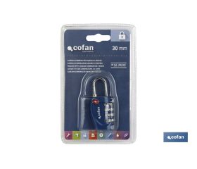 CANDADO COMBINACIÓN EQUIPAJE TSA 4 DÍGITOS 30 MM