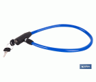 Candado antirrobo para bicicletas | Cable de acero de Ø5 mm | Longitud: 50 cm | Incluye 2 llaves | Revestimiento de PVC azul