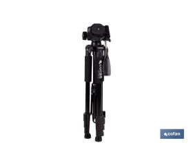 Trípode telescópico universal | 3 patas extensibles | Altura ajustable desde 49 cm hasta 149 cm | Material: ABS + aluminio | Bolsa de transporte incluida