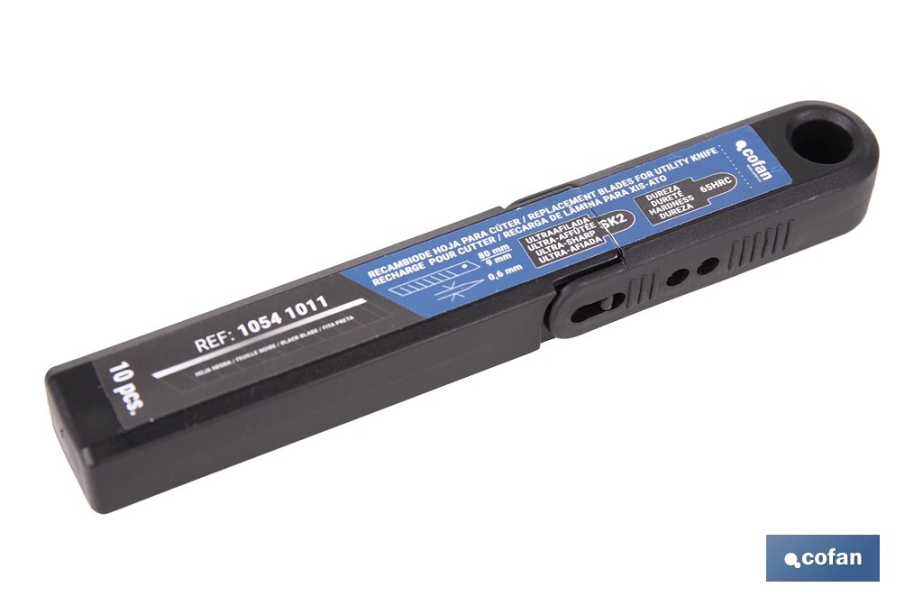 RECAMBIO 10 UDS. HOJA NEGRA SK2 65HRC PARA CÚTER 9 X 80 X 0,6 MM