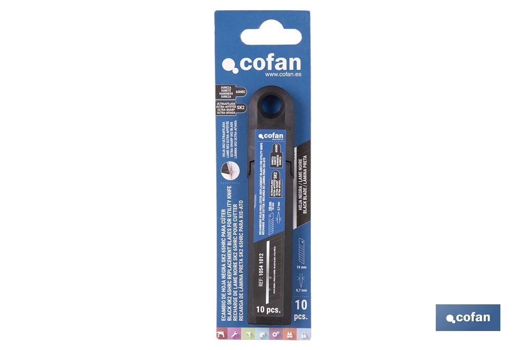 RECAMBIO 10 UDS. HOJA NEGRA SK2 65HRC PARA CÚTER 18 X 100 X 0,7 MM