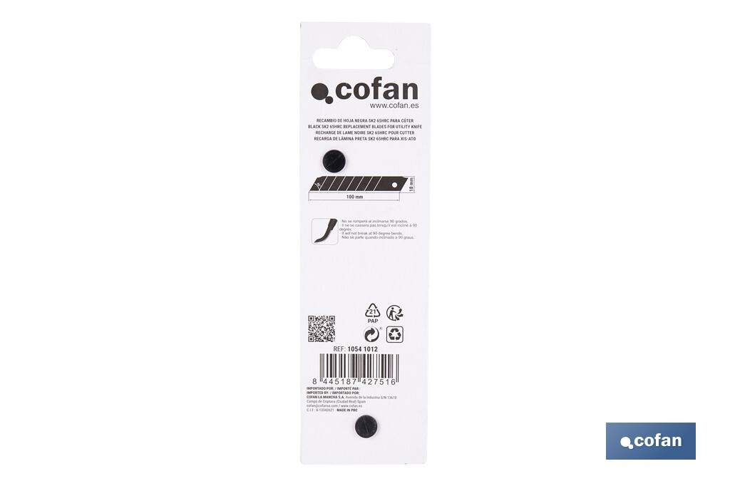 RECAMBIO 10 UDS. HOJA NEGRA SK2 65HRC PARA CÚTER 18 X 100 X 0,7 MM