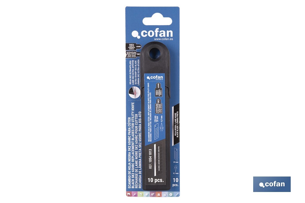 RECAMBIO 10 UDS. HOJA NEGRA SK2 65HRC PARA CÚTER 25 X 126 X 0,7 MM