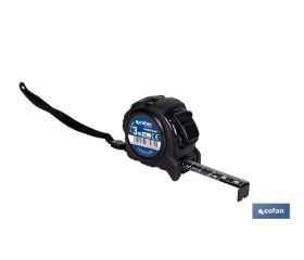 FLEXÓMETRO HOJA NEGRA DOBLE CARA 16 MM X 3 M