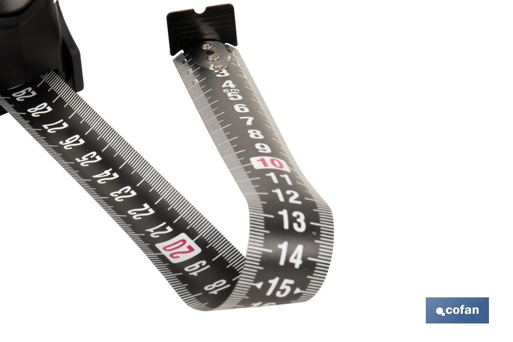 FLEXÓMETRO HOJA NEGRA DOBLE CARA 19 MM X 5 M