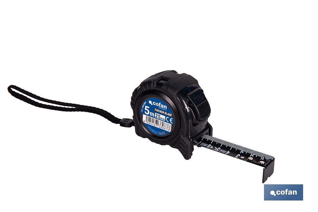 FLEXÓMETRO HOJA NEGRA DOBLE CARA 25 MM X 5 M