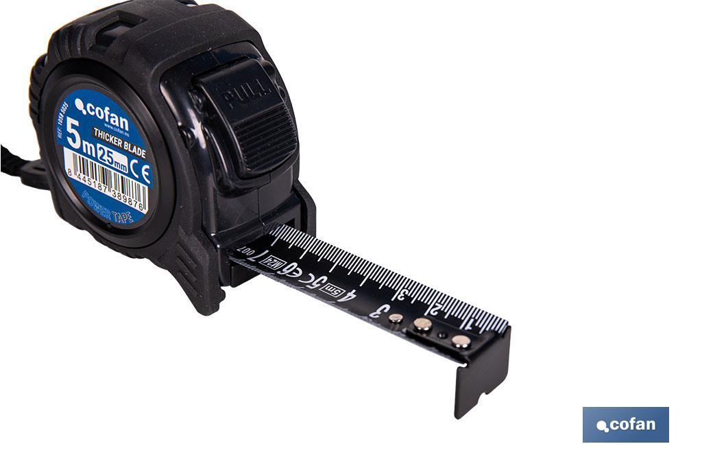 FLEXÓMETRO HOJA NEGRA DOBLE CARA 25 MM X 5 M