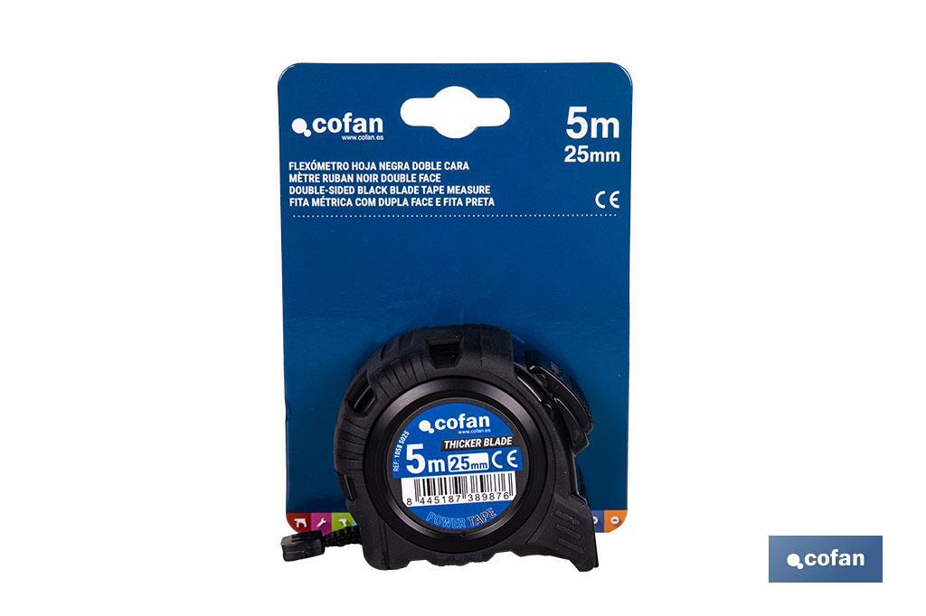 FLEXÓMETRO HOJA NEGRA DOBLE CARA 25 MM X 5 M