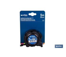 FLEXÓMETRO HOJA NEGRA DOBLE CARA 25 MM X 5 M