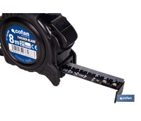 FLEXÓMETRO HOJA NEGRA DOBLE CARA 25 MM X 8 M