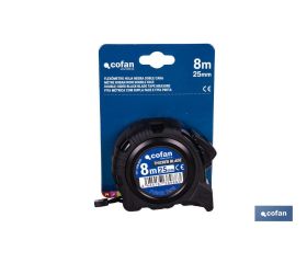 FLEXÓMETRO HOJA NEGRA DOBLE CARA 25 MM X 8 M