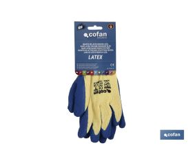 BLÍSTER DE GUANTE DE LÁTEX RUGOSO AZUL TALLA 8 VENTA UNITARIA