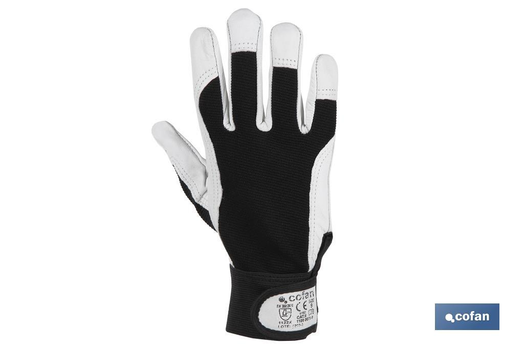 GUANTE VACUNO DORSO TELA + VELCRO T-10