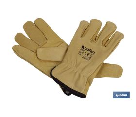 BLÍSTER DE GUANTE DE PIEL VACUNO EXTRA CON BORREGUITO TALLA 9 VENTA UNITARIA