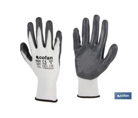 BLÍSTER DE GUANTE DE NITRILO 100 % IMPREGNADO DE PU GRIS  TALLA 7 VENTA UNITARIA