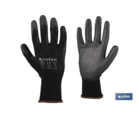 BLÍSTER DE GUANTE DE POLIÉSTER 100 % IMPREGNADO DE PU NEGRO TALLA 8 VENTA UNITARIA