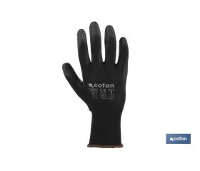 BLÍSTER DE GUANTE DE POLIÉSTER 100 % IMPREGNADO DE PU NEGRO TALLA 8 VENTA UNITARIA