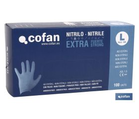 Caja de 100 unidades de guantes de nitrilo | Colocación ambidiestra | Sin polvo | Extrafuertes y resistentes