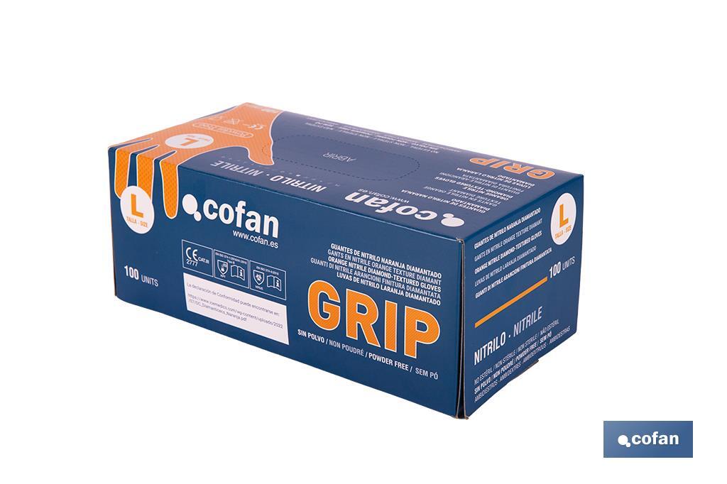 CAJA 100 UDS. GUANTES DE NITRILO NARANJA DIAMANTADO 8,5 G TALLA XL
