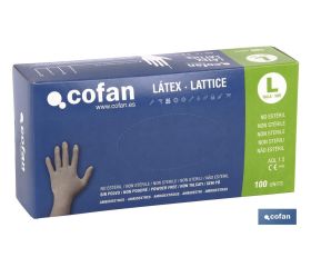 Caja de 100 guantes de látex sin polvo | Resistentes | 100 % de látex | Dispensador de guantes
