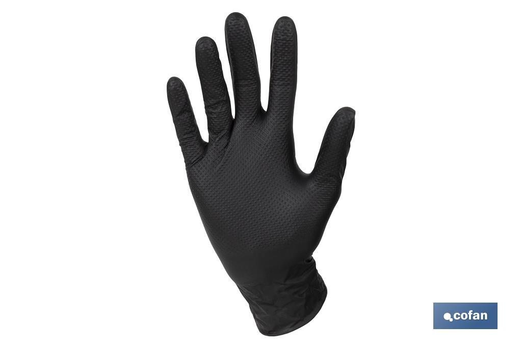 CAJA 100 UDS. GUANTES DE NITRILO NEGRO DIAMANTADO 8,5 G TALLA L