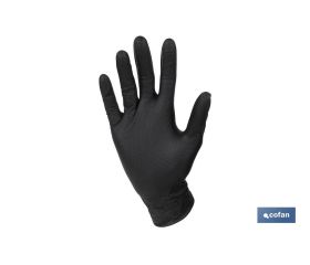 Caja de 100 guantes de nitrilo con textura diamantada | Tallas de la S a la XL | Color: Negro