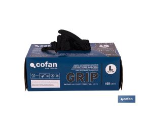 CAJA 100 UDS. GUANTES DE NITRILO NEGRO DIAMANTADO 8,5 G TALLA L