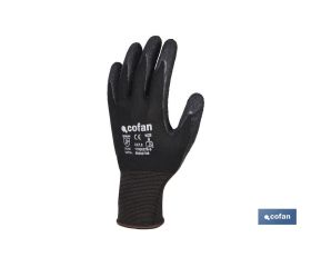 GUANTE SOPORTE POLIESTER IMPREGNADO LATEX NEGRO T-7