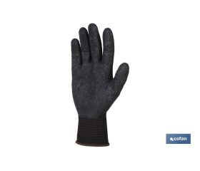 GUANTE SOPORTE POLIESTER IMPREGNADO LATEX NEGRO T-7