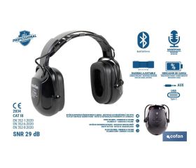 Cascos antirruido con Bluetooth | Reducción de sonido (SNR) 29 dB | Protección auditiva con micrófono y control de volumen