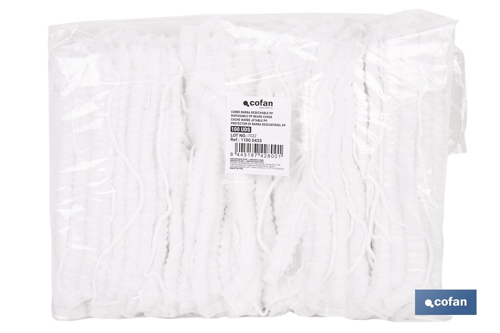 CUBREBARBA DESECHABLE DE PP 100 UDS.