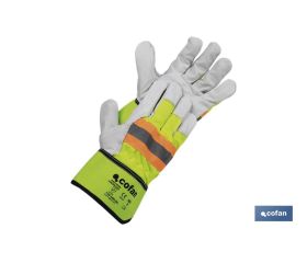 Guantes de piel vacuno con cinta reflectante | Tallas: 9, 10 y 11