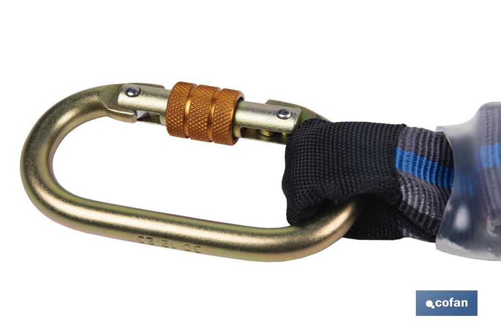 ESLINGA BIFURCADA DE CUERDA TRENZADA CON ABSORBEDOR DE ENERGÍA 1,50 M Y 2 GANCHOS