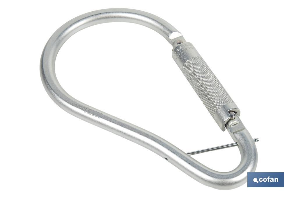 GANCHO DE ACERO CON BLOQUEO AUTOMÁTICO APERTURA 59 MM RUPTURA +23 kN