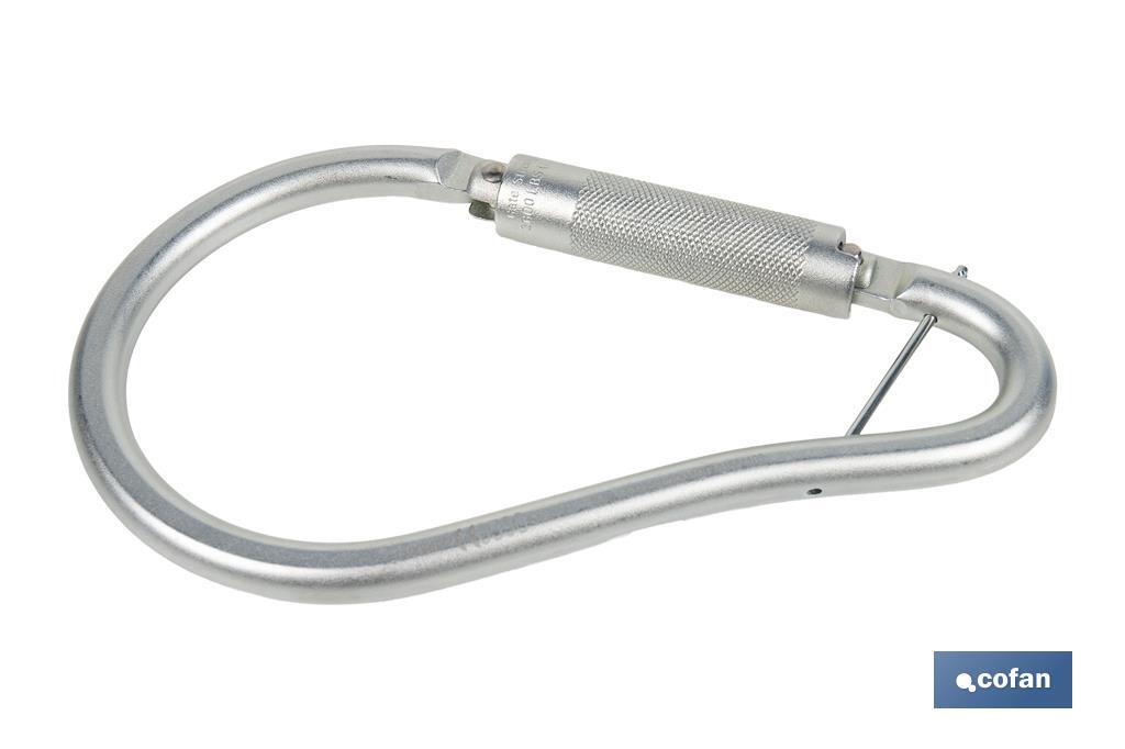 GANCHO DE ACERO CON BLOQUEO AUTOMÁTICO APERTURA 59 MM RUPTURA +23 kN